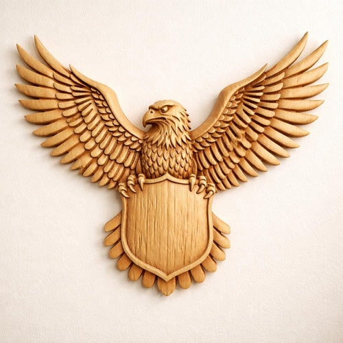 Fichier CNC blason aigle héraldique, bas-relief bois patriotique, décoration murale, sculpture bois, modèle gravure 3D STL