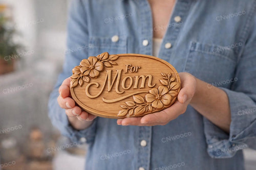 Fichier CNC panneau maman floral – bas-relief bois pour cadeau fête des mères, décoration murale STL