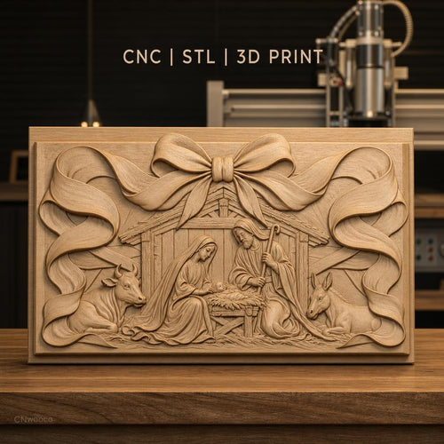 Fichier CNC & impression 3D scène de la nativité avec crèche, Marie, Joseph, Jésus, animaux, haute qualité relief STL