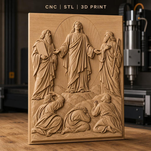 Fichier CNC & impression 3D scène religieuse Jésus et apôtres, haute qualité relief STL