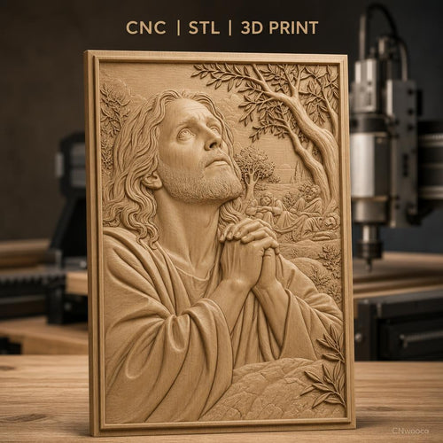 Fichier CNC & impression 3D Jésus en prière, scène du jardin de Gethsémani, haute qualité relief STL