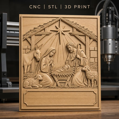 Fichier CNC & impression 3D crèche de Noël, Marie Joseph bébé Jésus animaux, haute qualité relief STL