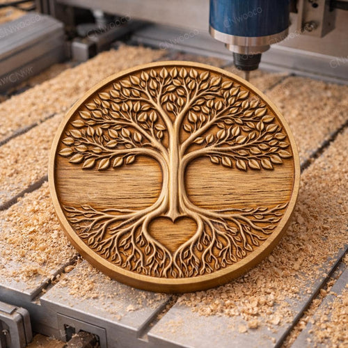 Fichier CNC arbre de vie – bas-relief spirituel pour sculpture bois, décoration murale STL