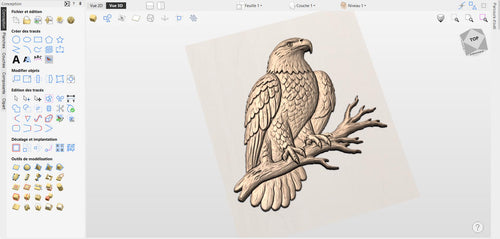 Fichier CNC aigle perché américain, bas-relief bois wildlife, décoration murale USA, sculpture bois, modèle gravure 3D STL