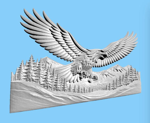Fichier CNC aigle bas-relief 3D, décoration murale animal sauvage, sculpture bois, modèle gravure router STL