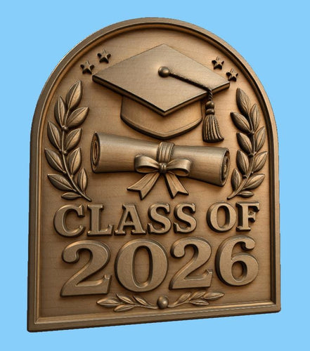 CNC & impression 3D relief diplôme Class of 2026, fichier STL très haute qualité