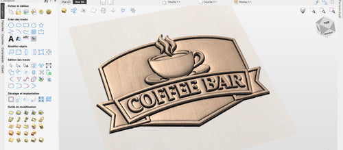 Fichier CNC panneau Coffee Bar, bas-relief bois café rustique, décoration murale cuisine, cadeau barista, modèle gravure 3D STL