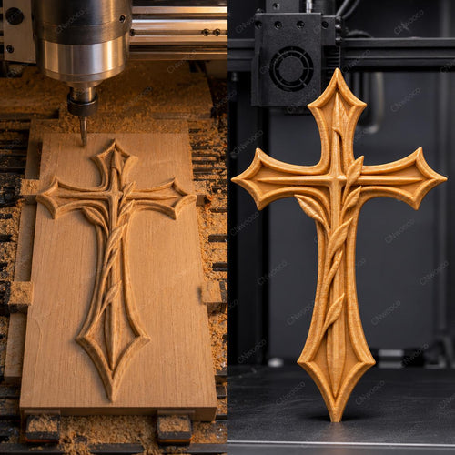 Fichier CNC & impression 3D – croix chrétienne en bas-relief 3D, modèle STL pour sculpture bois et décoration murale