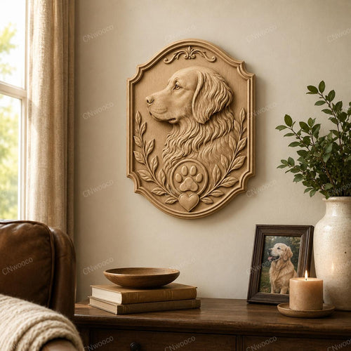 CNC & impression 3D relief portrait de chien, fichier pet plaque pour gravure bois, STL de haute qualité