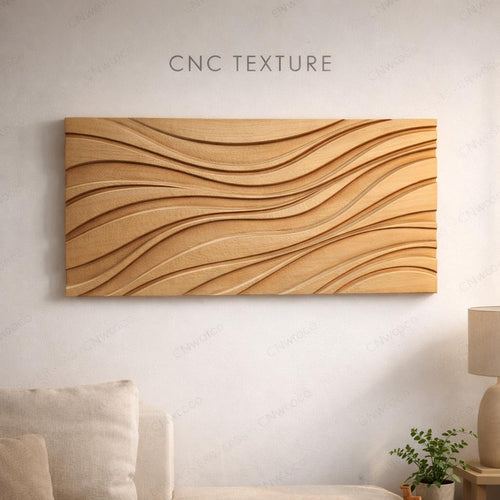 Fichier CNC panneau texture bois motif vague – bas-relief pour sculpture bois, design surface murale et décoration moderne STL