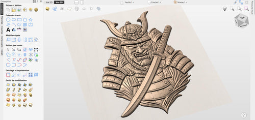 Fichier CNC & impression 3D samouraï – bas-relief guerrier japonais pour sculpture bois, décoration murale Bushido STL