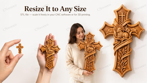 Fichier CNC & impression 3D pack 20 croix religieuses – bas-reliefs chrétiens pour sculpture bois, décoration murale STL