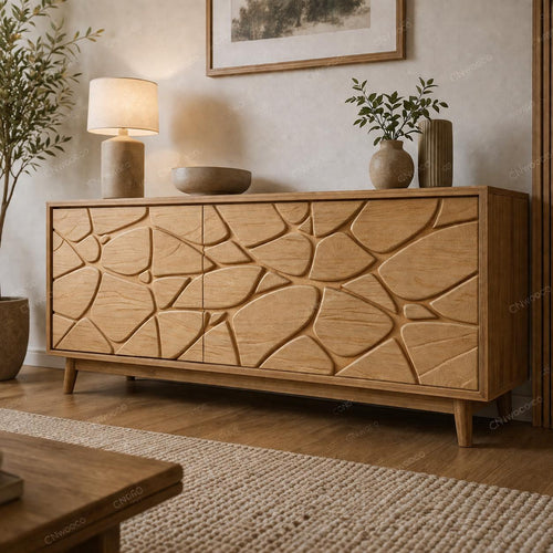 Fichier CNC panneau texture bois motif organique – bas-relief pour sculpture bois, design porte de meuble et décoration murale STL