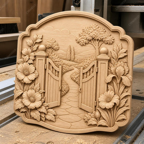 CNC & impression 3D relief portail de jardin fleuri, décor cottage, fichier STL très haute qualité