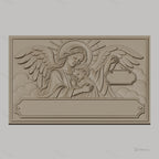 Fichier CNC & impression 3D ange gardien, enfant en étreinte avec ailes et auréole, haute qualité relief STL