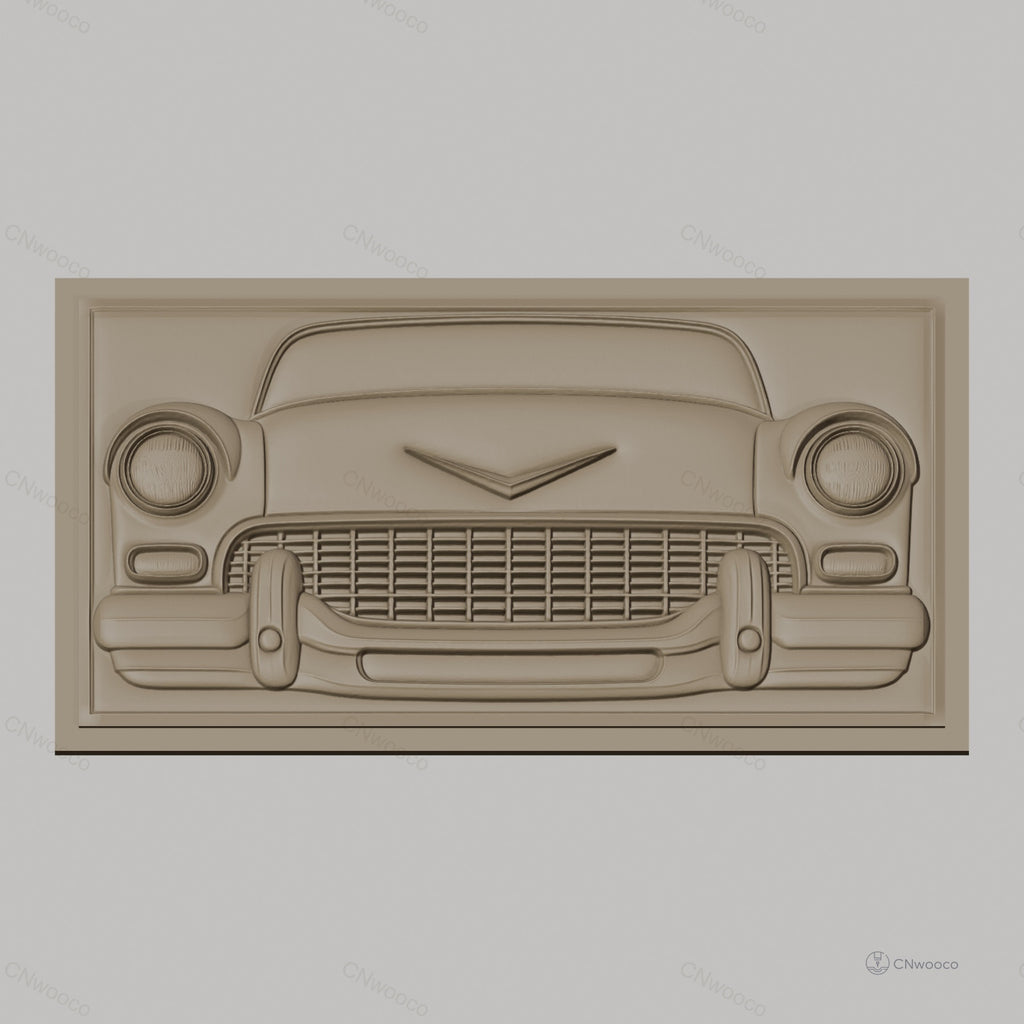 Fichier CNC & impression 3D voiture classique vintage, face avant détail relief, haute qualité relief STL