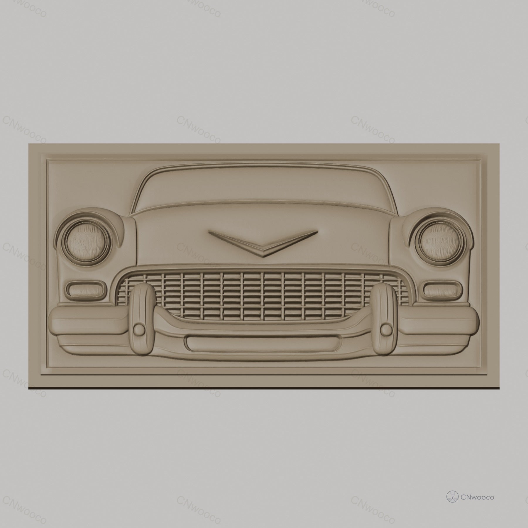 Fichier CNC & impression 3D voiture classique vintage, face avant détail relief, haute qualité relief STL