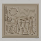 Fichier CNC & impression 3D drapeau américain révolutionnaire, tambour militaire et lanterne, haute qualité relief STL