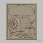 Fichier CNC & impression 3D ruche, tournesols et pot de miel, haute qualité relief STL