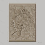 Fichier CNC & impression 3D Viking guerrier avec hache et bouclier, haute qualité relief STL