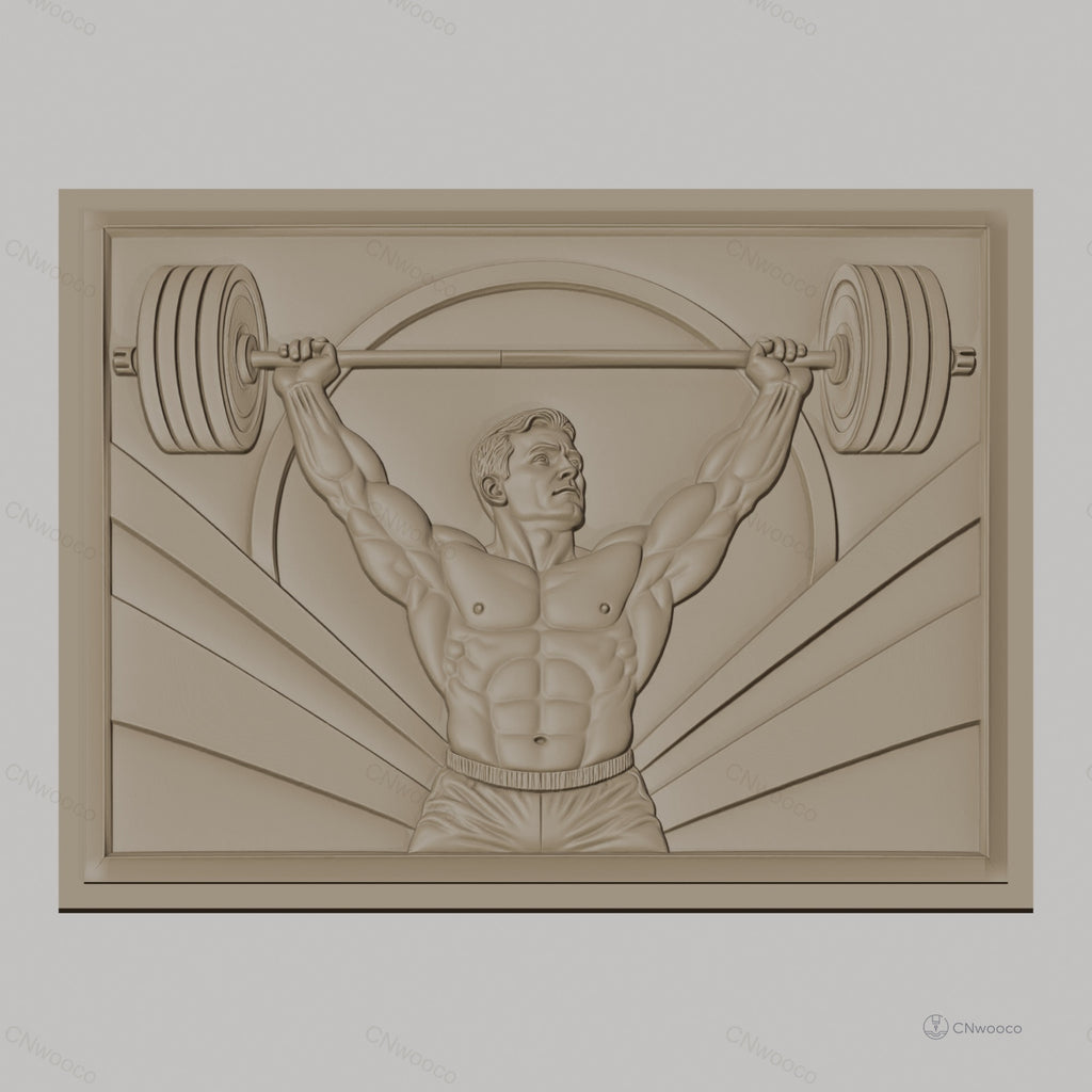Fichier CNC & impression 3D bodybuilder musclé haltérophilie haute qualité relief STL