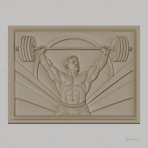 Fichier CNC & impression 3D bodybuilder musclé haltérophilie haute qualité relief STL