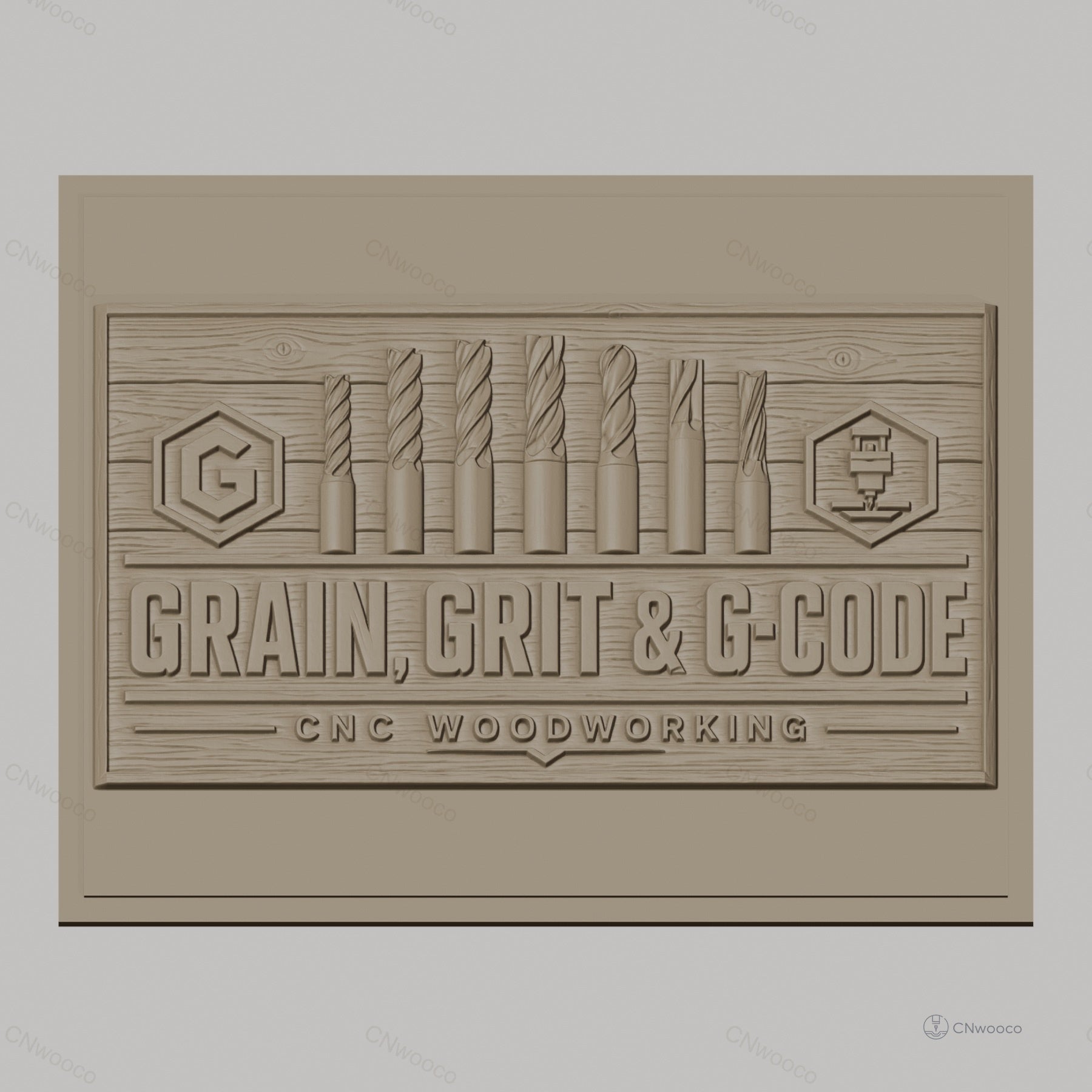 Fichier CNC & impression 3D outils de fraisage, forêt, fraises de coupe, grain bois, haute qualité relief STL