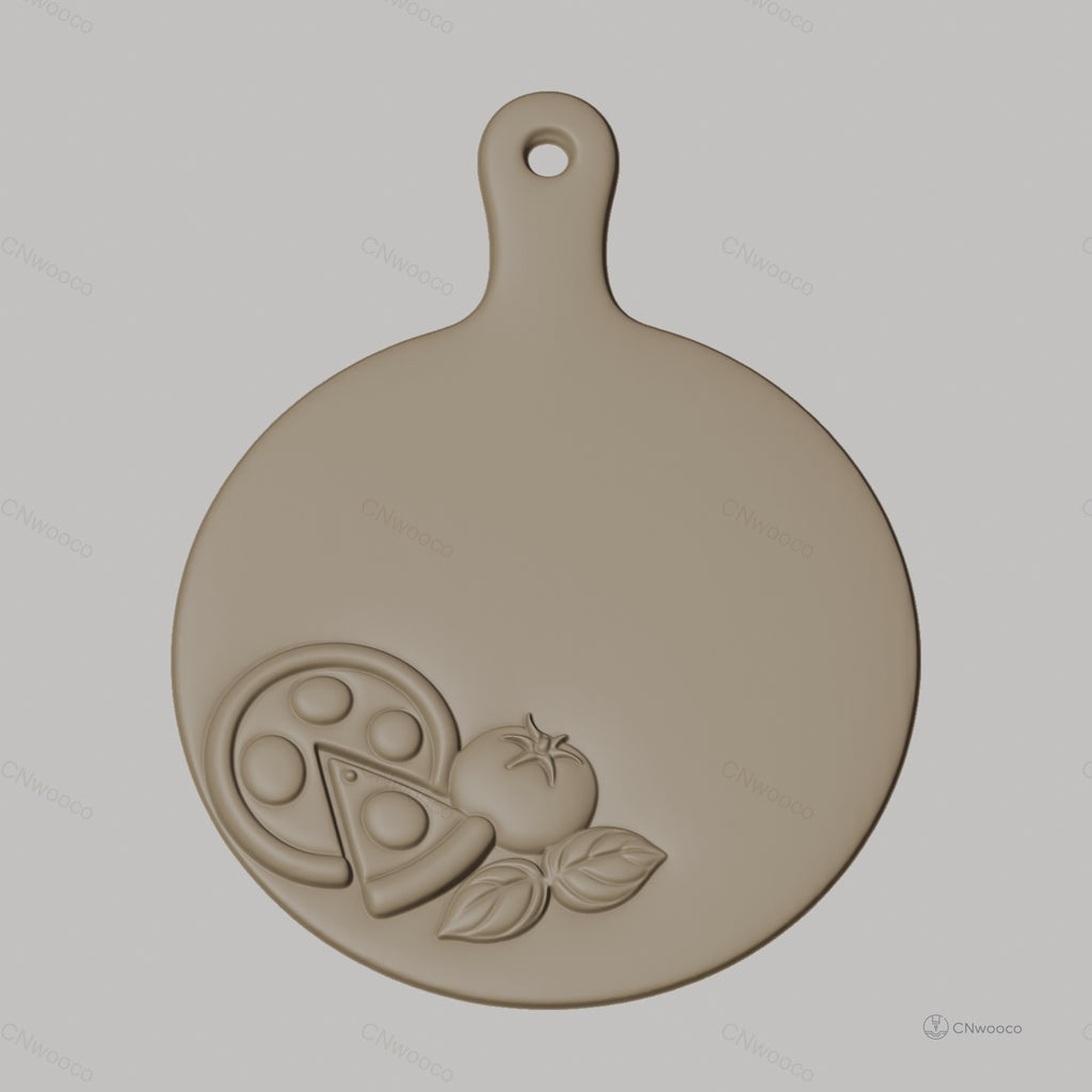 Fichier CNC pizza, tomate et basilic, bas-relief pour sculpture sur bois, STL