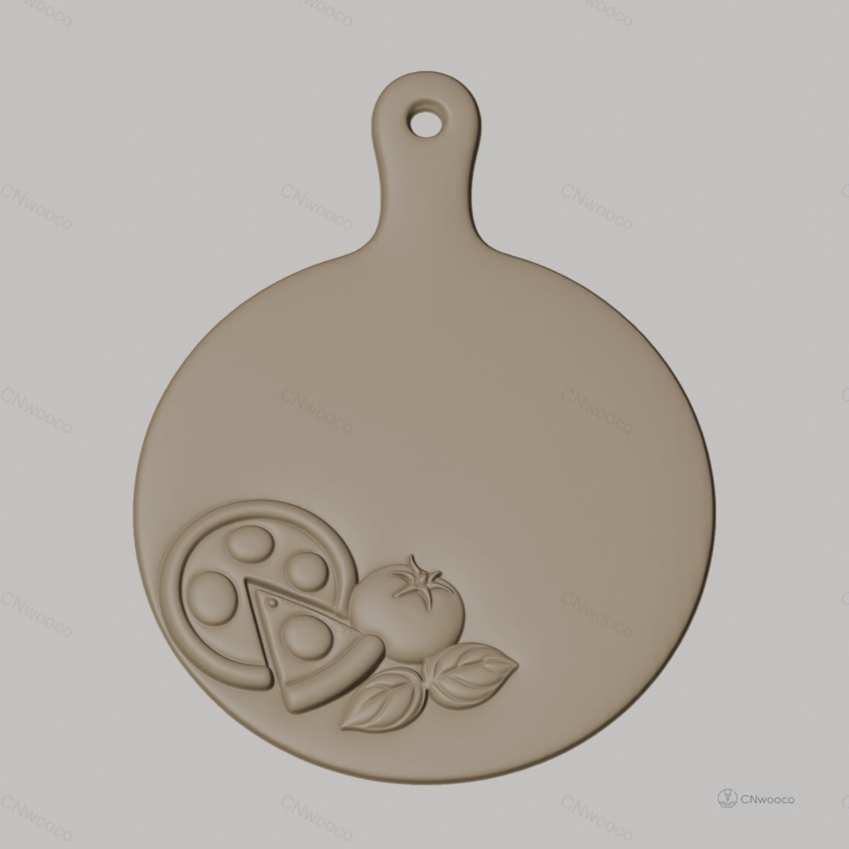 Fichier CNC pizza, tomate et basilic, bas-relief pour sculpture sur bois, STL