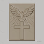 Fichier CNC & impression 3D croix chrétienne avec colombe et rayons de lumière, haute qualité relief STL