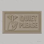 Fichier CNC & impression 3D panneau Quiet Please avec main et bouche, haute qualité relief STL