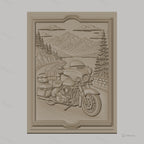 Fichier CNC & impression 3D moto routière, paysage montagne route lac cadre décoratif, haute qualité relief STL