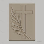 Fichier CNC & impression 3D Croix chrétienne avec branche d'olivier, haute qualité relief STL