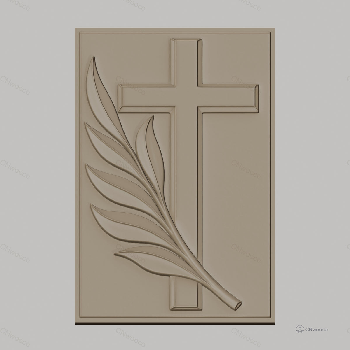 Fichier CNC & impression 3D Croix chrétienne avec branche d'olivier, haute qualité relief STL