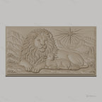 Fichier CNC & impression 3D Lion et agneau, paysage montagneux avec étoile, haute qualité relief STL