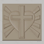 Fichier CNC & impression 3D coeur sacré avec croix et rayons, haute qualité relief STL