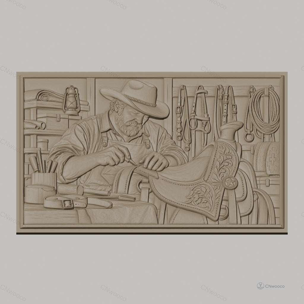 Fichier CNC & impression 3D artisan au travail, sellerie et outils de cuir, haute qualité relief STL