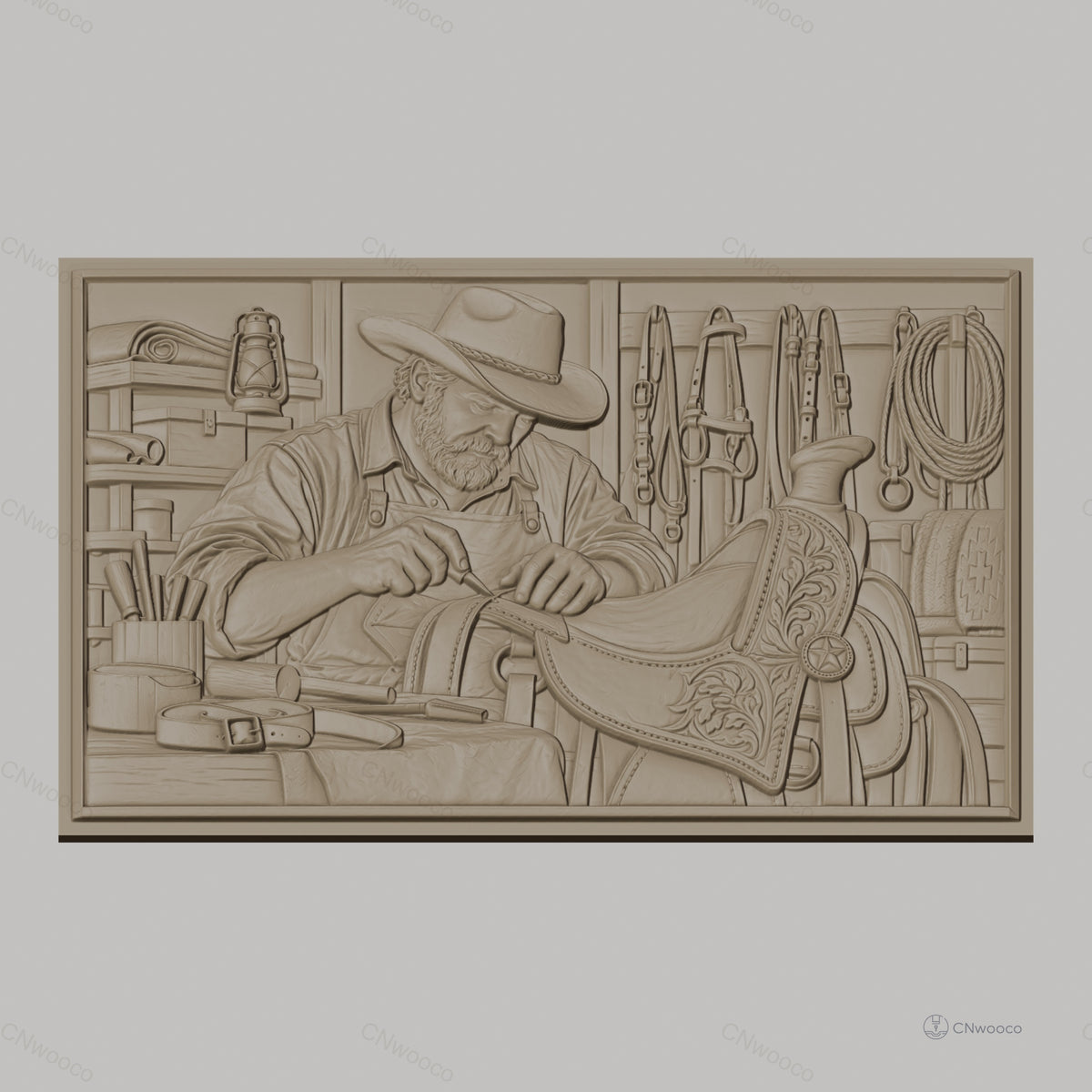Fichier CNC & impression 3D artisan au travail, sellerie et outils de cuir, haute qualité relief STL