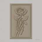 Fichier CNC & impression 3D squelette tenant une rose, haute qualité relief STL