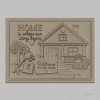 Fichier CNC & impression 3D maison, maison avec clé, arbre, panneau Welcome, haute qualité relief STL