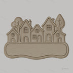 Fichier CNC & impression 3D plaque décorative village avec maisons et arbres, STL très haute qualité