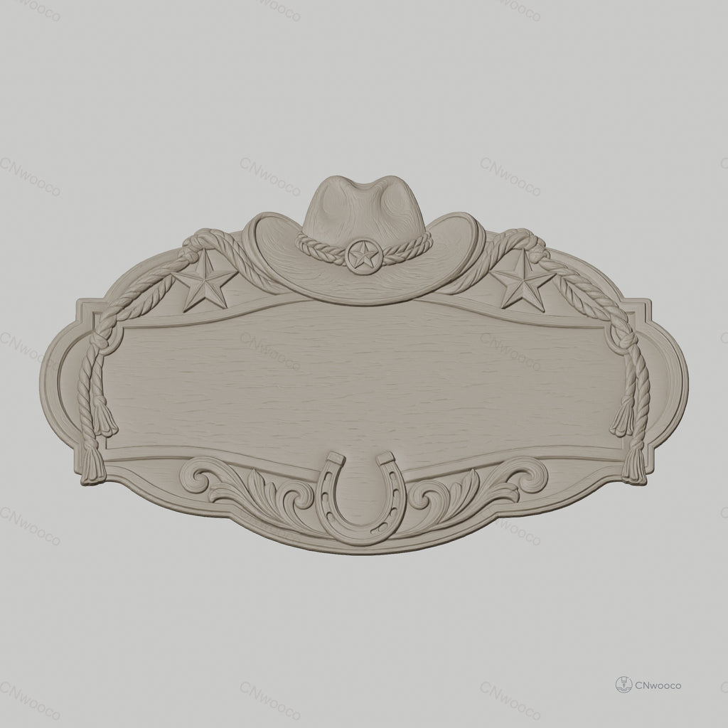 Fichier CNC & impression 3D enseigne western décorative avec chapeau et fer à cheval, STL très haute qualité