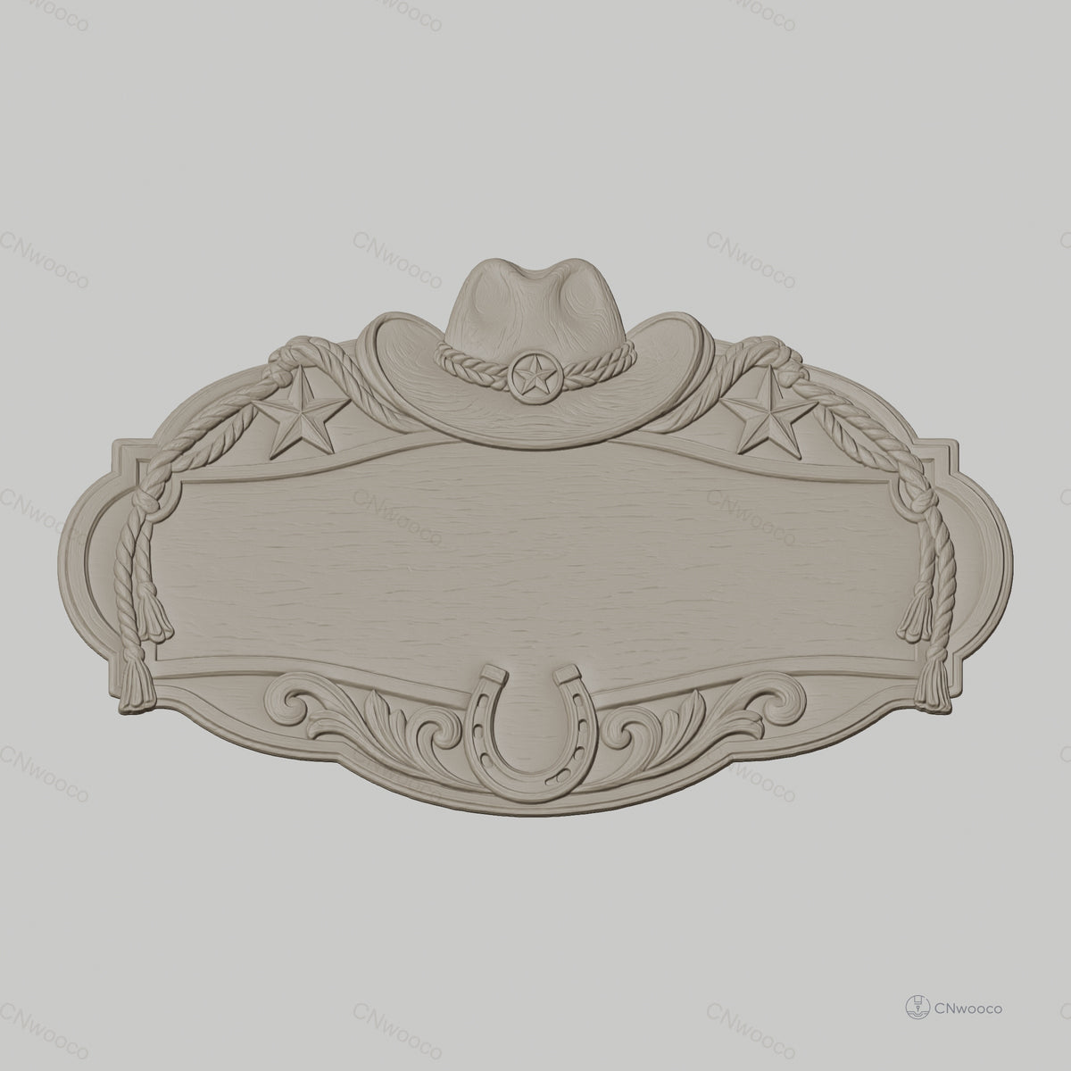 Fichier CNC & impression 3D enseigne western décorative avec chapeau et fer à cheval, STL très haute qualité