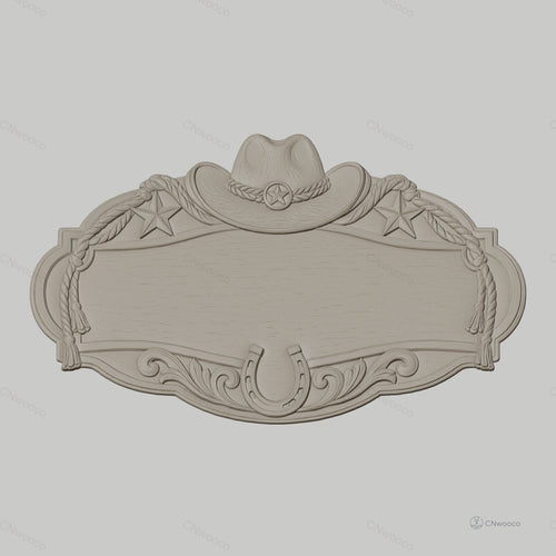 Fichier CNC & impression 3D enseigne western décorative avec chapeau et fer à cheval, STL très haute qualité