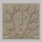 Fichier CNC & impression 3D Croix chrétienne, fleur de lotus et feuilles, haute qualité relief STL