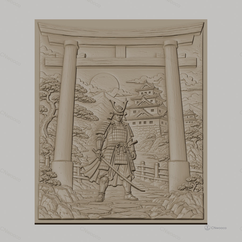 Fichier CNC & impression 3D samouraï, torii, château japonais, haute qualité relief STL