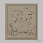 Fichier CNC & impression 3D dinosaure mignon, étoiles, nuage et plantes, haute qualité relief STL