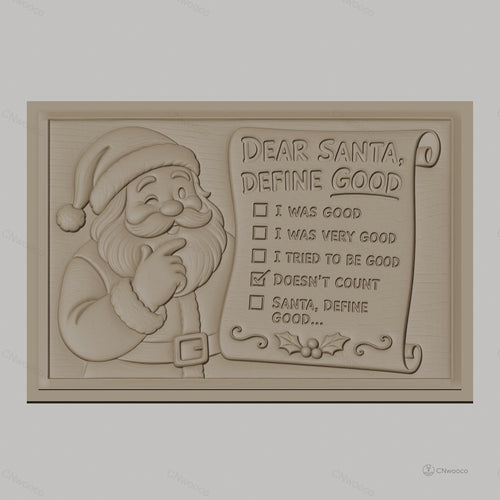 Fichier CNC & impression 3D Père Noël pensif, liste drôle Noël, haute qualité relief STL
