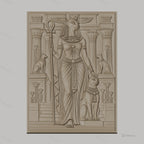Fichier CNC & impression 3D déesse égyptienne Bastet, chats, colonnes et sphinx, haute qualité relief STL