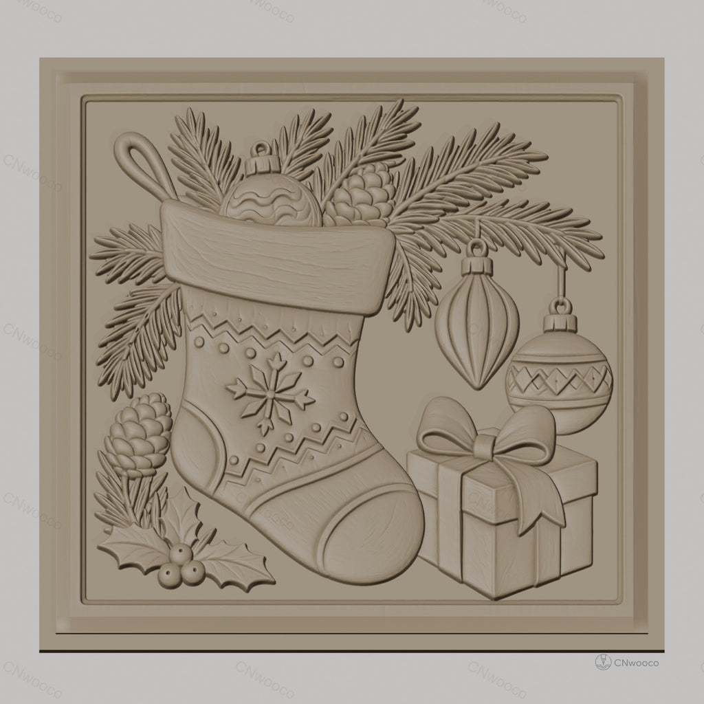 Fichier CNC & impression 3D Noël, chaussette de Noël, décorations, cadeau, haute qualité relief STL